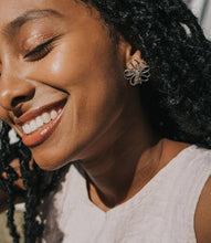 Load image into Gallery viewer, Silver & Gold Kairavini Lotus Stud Earrings