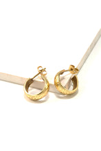 Load image into Gallery viewer, Hammered Huggie Brass Hoops