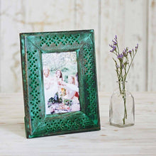 Load image into Gallery viewer, Green Antique Wood Photo Frame