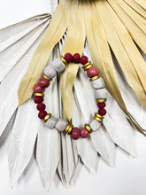 Load image into Gallery viewer, Grey and Maroon Tap Tap Clay Bracelet