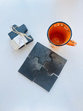 Load image into Gallery viewer, Puzzle Pieces Black Clay Coaster Set