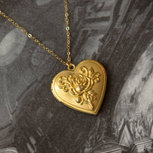 Load image into Gallery viewer, Vintage Rose Heart Locket Necklace