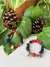 Load image into Gallery viewer, Red and Navy Tap Tap Clay Bracelet