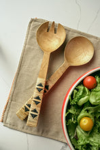 Load image into Gallery viewer, Geo Woven Mango Wood Salad Servers