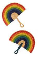 Load image into Gallery viewer, Rainbow Elephant Grass Half-Moon Hand Fan