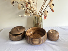 Load image into Gallery viewer, Bowls - Striped Mango Wood Bowl With Lid