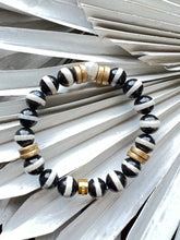 Load image into Gallery viewer, Black and White Stripe Jacmel Bracelet