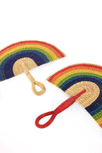 Load image into Gallery viewer, Rainbow Elephant Grass Half-Moon Hand Fan