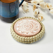 Load image into Gallery viewer, Coasters - Mandala Warming Coaster With Kaisa Grass Basket