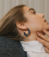 Load image into Gallery viewer, Earrings - Shamani Sodalite Hoop Earrings