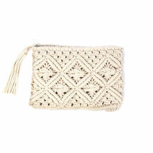 Load image into Gallery viewer, Bags - Macrame Clutch With Tassel - Cream