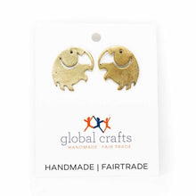 Load image into Gallery viewer, Earrings - Elephant Brass Stud Earrings
