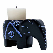 Load image into Gallery viewer, Soapstone - Elephant Soapstone Tea Light - Black