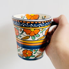Load image into Gallery viewer, Tableware - Flared Hand Painted Mug - Orange Flowers
