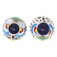 Load image into Gallery viewer, Tableware - Pair Of Hand Painted Pottery Spice Shakers - Dots & Flowers