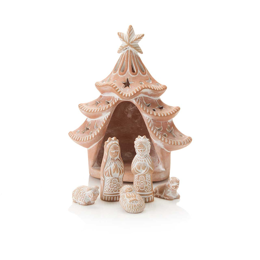 Tree Lantern Terracotta Christmas Nativity