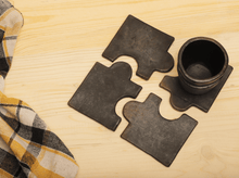 Load image into Gallery viewer, Puzzle Pieces Black Clay Coaster Set
