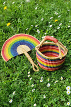 Load image into Gallery viewer, Rainbow Elephant Grass Half-Moon Hand Fan
