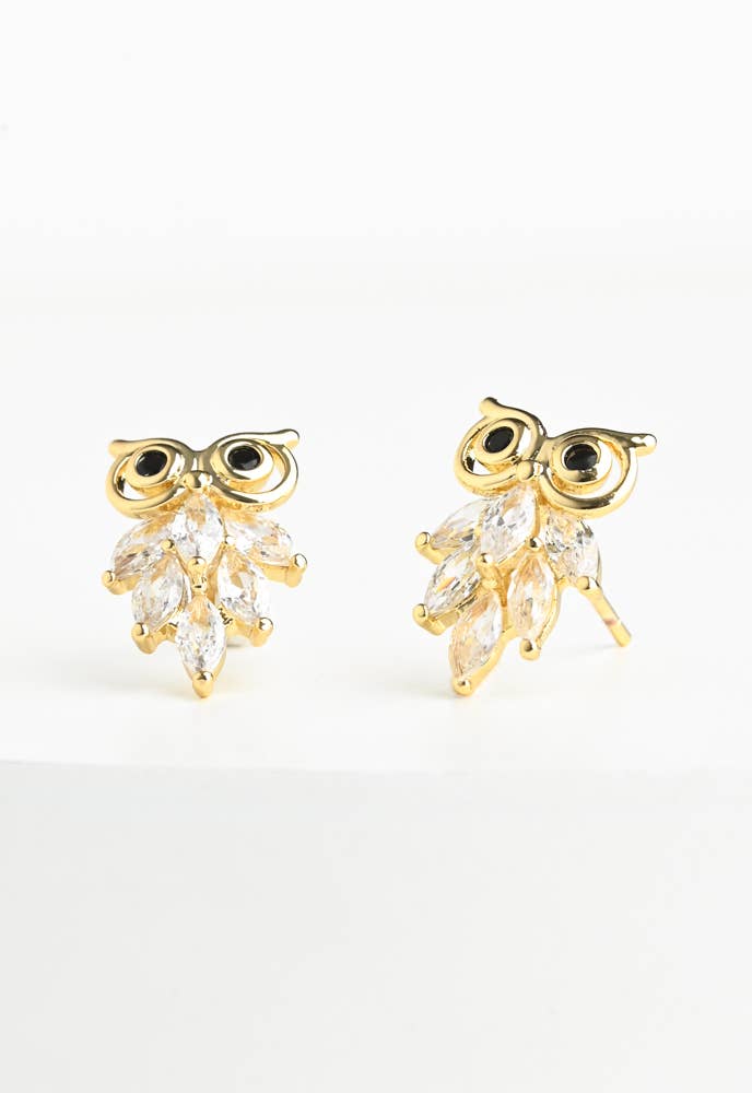 Owl Zircon Stud Earrings