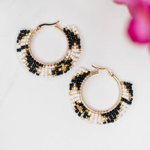 Load image into Gallery viewer, Black and White Fiesta Round Earrings
