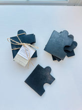 Load image into Gallery viewer, Puzzle Pieces Black Clay Coaster Set
