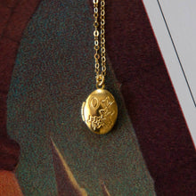 Load image into Gallery viewer, Vintage Mini Brass Oval Locket Necklace
