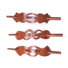 Load image into Gallery viewer, Accessories - Sophia Woodcut Hair Slides With Stick Set Of 3 - Hand Carved
