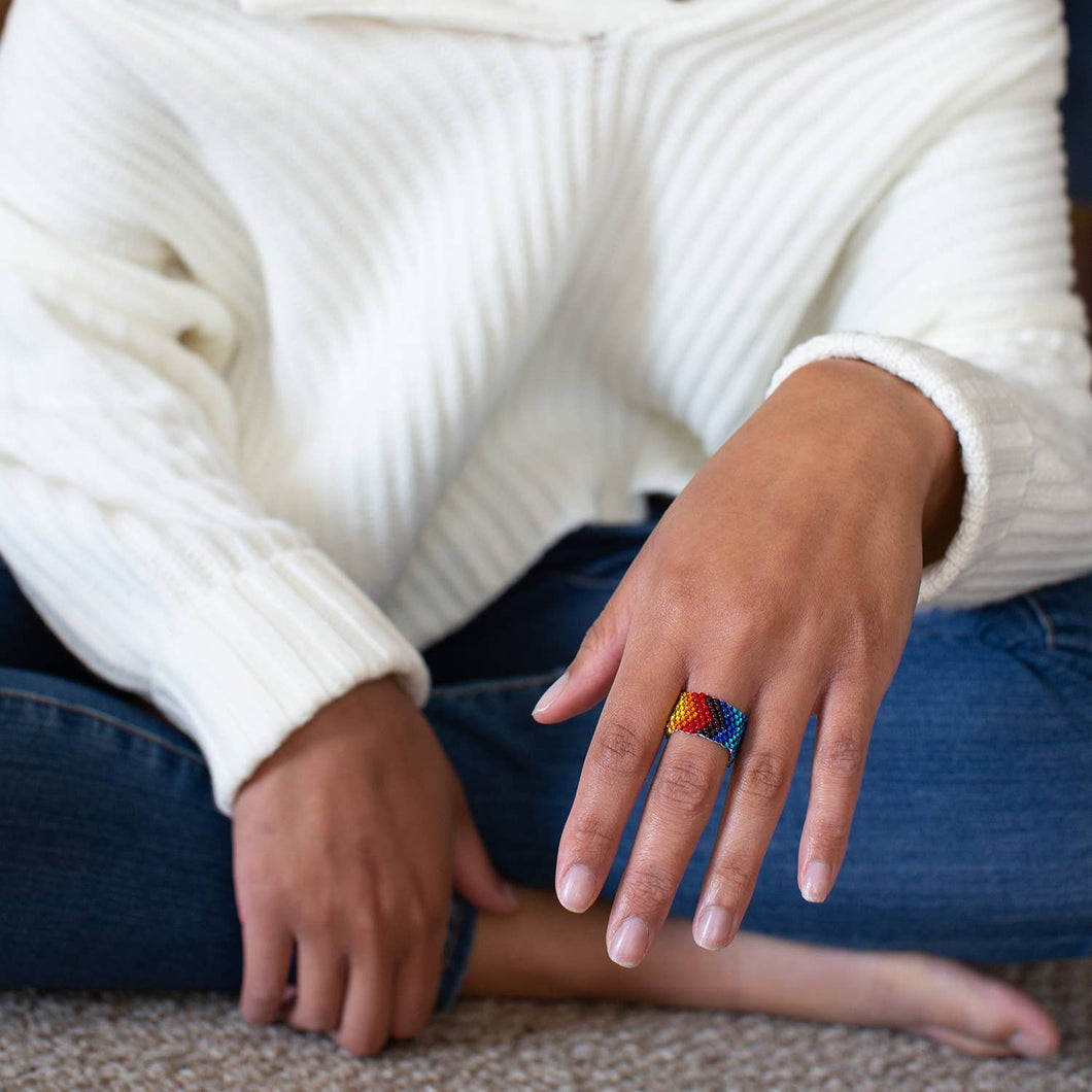 Rainbow Beaded Ring