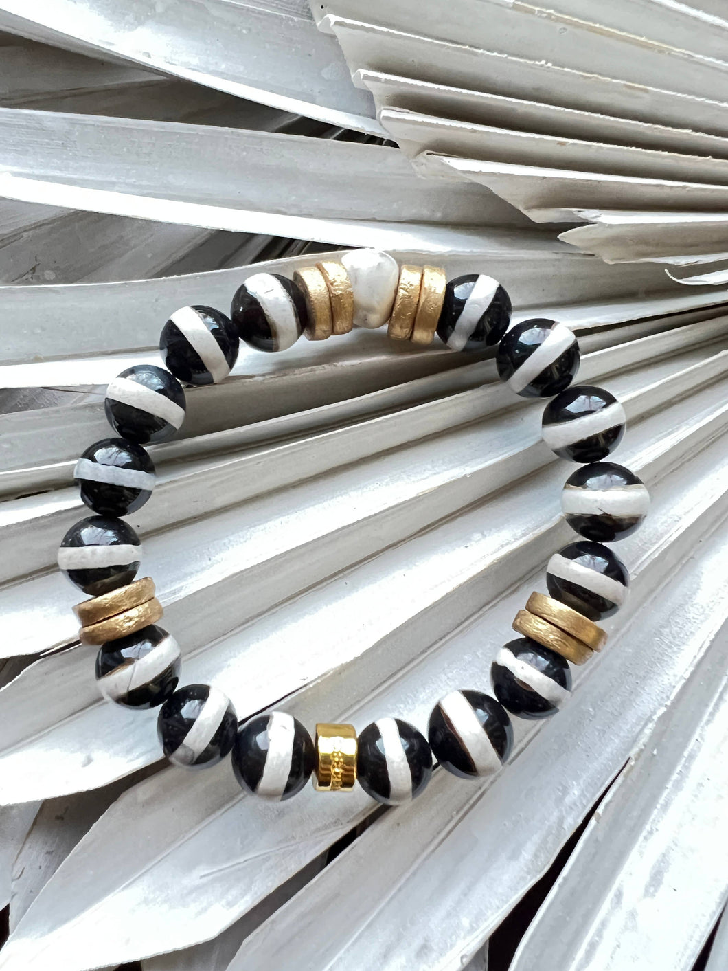 Black and White Stripe Jacmel Bracelet