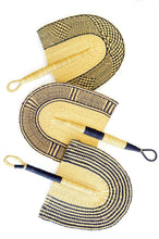 Load image into Gallery viewer, Black &amp; White Elephant Grass African Hand Fan or Wall Art
