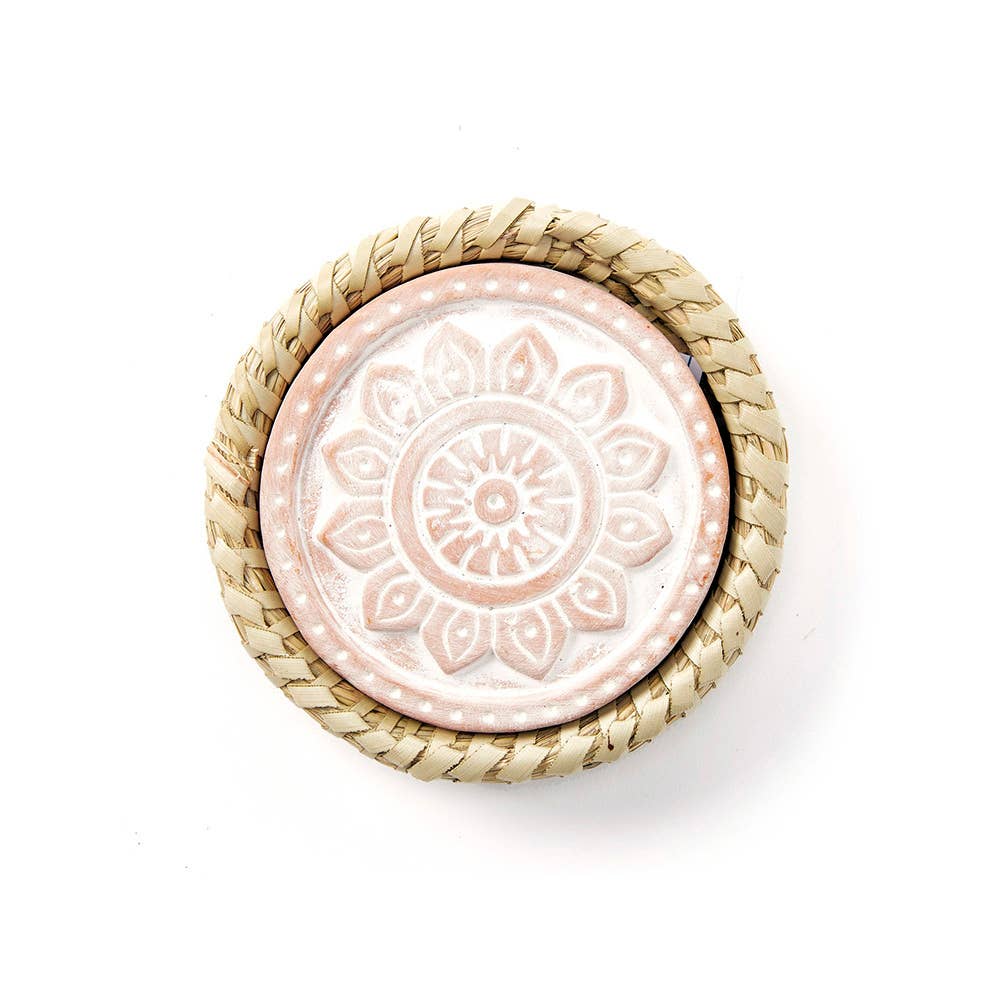 Coasters - Mandala Warming Coaster With Kaisa Grass Basket