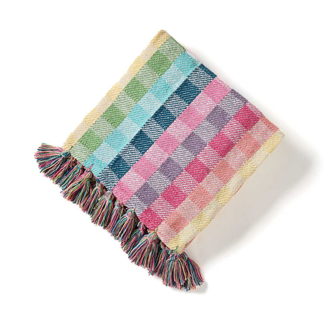 Rainbow Gingham Rethread Throw Blanket