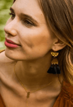 Load image into Gallery viewer, Earrings - Amelia Midnight Tassel Earrings
