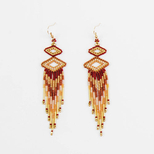 Earrings - Double Diamond Fringe Earrings