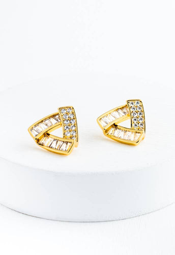 Earrings - Golden Glimmer Triangle Studs