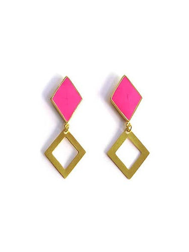 Earrings - Magenta Geometric Earrings