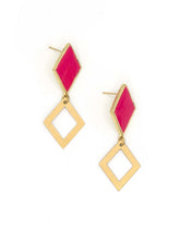 Load image into Gallery viewer, Earrings - Magenta Geometric Earrings
