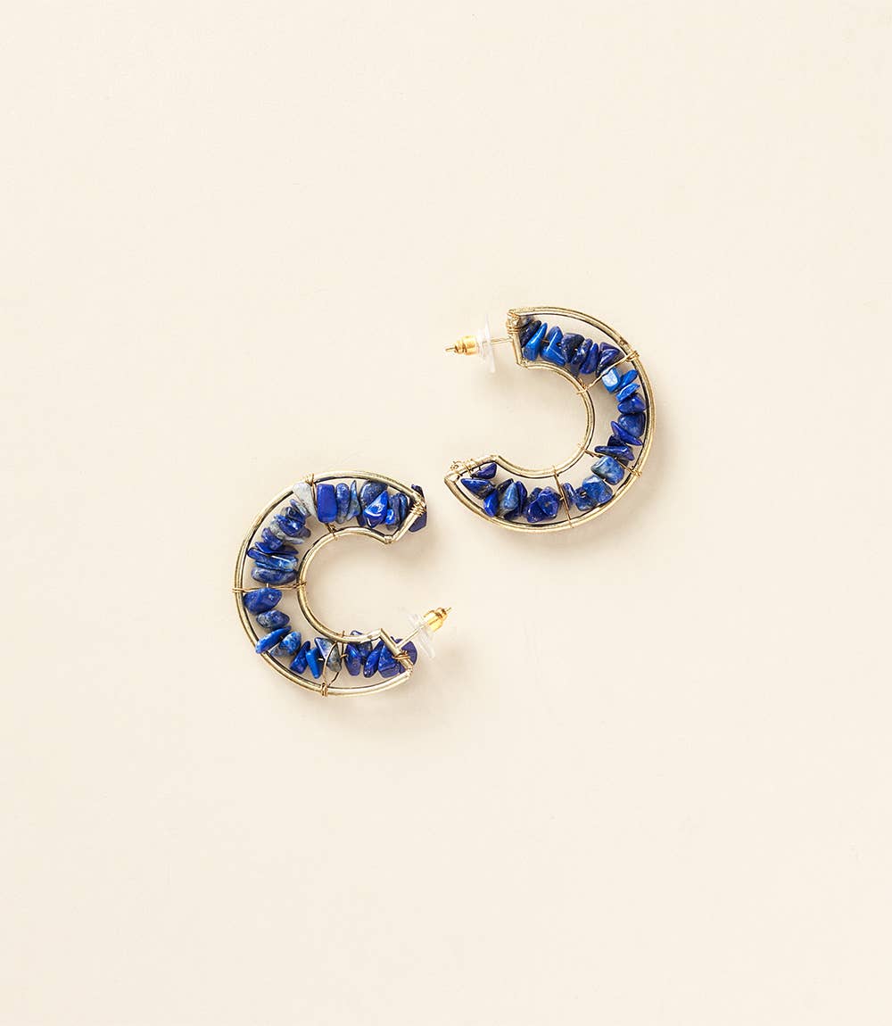 Earrings - Shamani Sodalite Hoop Earrings