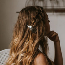 Load image into Gallery viewer, Hair Barrette - Silver Finish Fern Barrette
