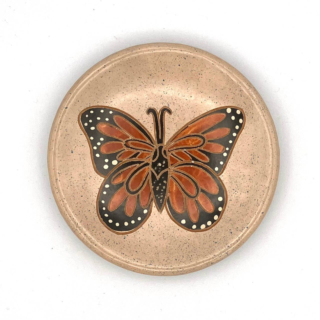 Jewelry Dishes - Cream Monarch Butterfly Ceramic Ring Dish