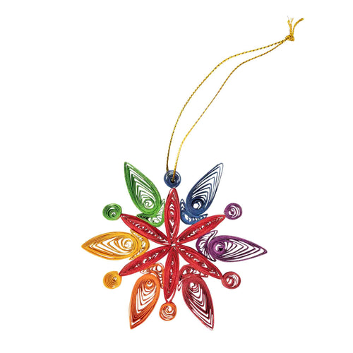 Ornaments - Rainbow Snowflake Quilled Ornament