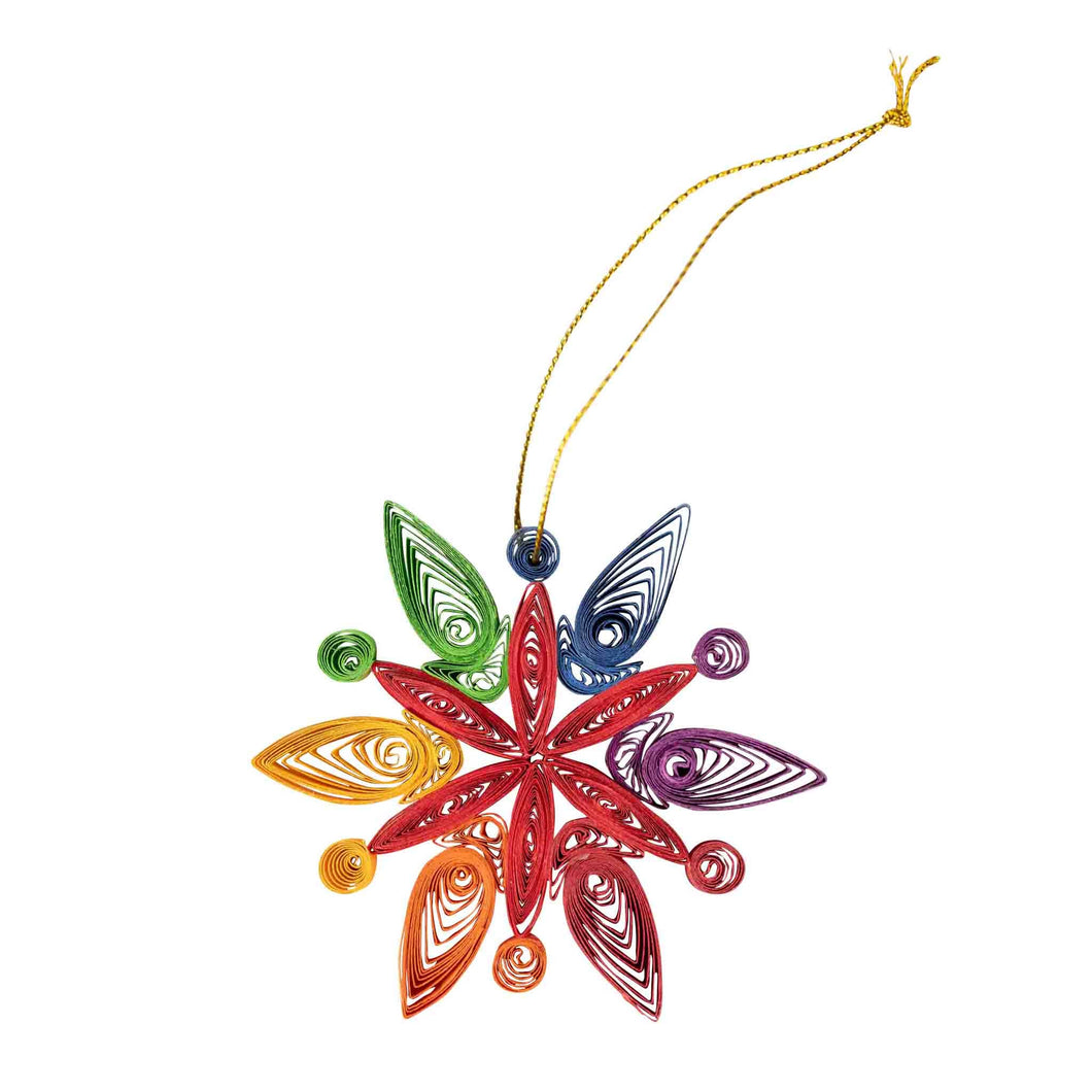 Ornaments - Rainbow Snowflake Quilled Ornament