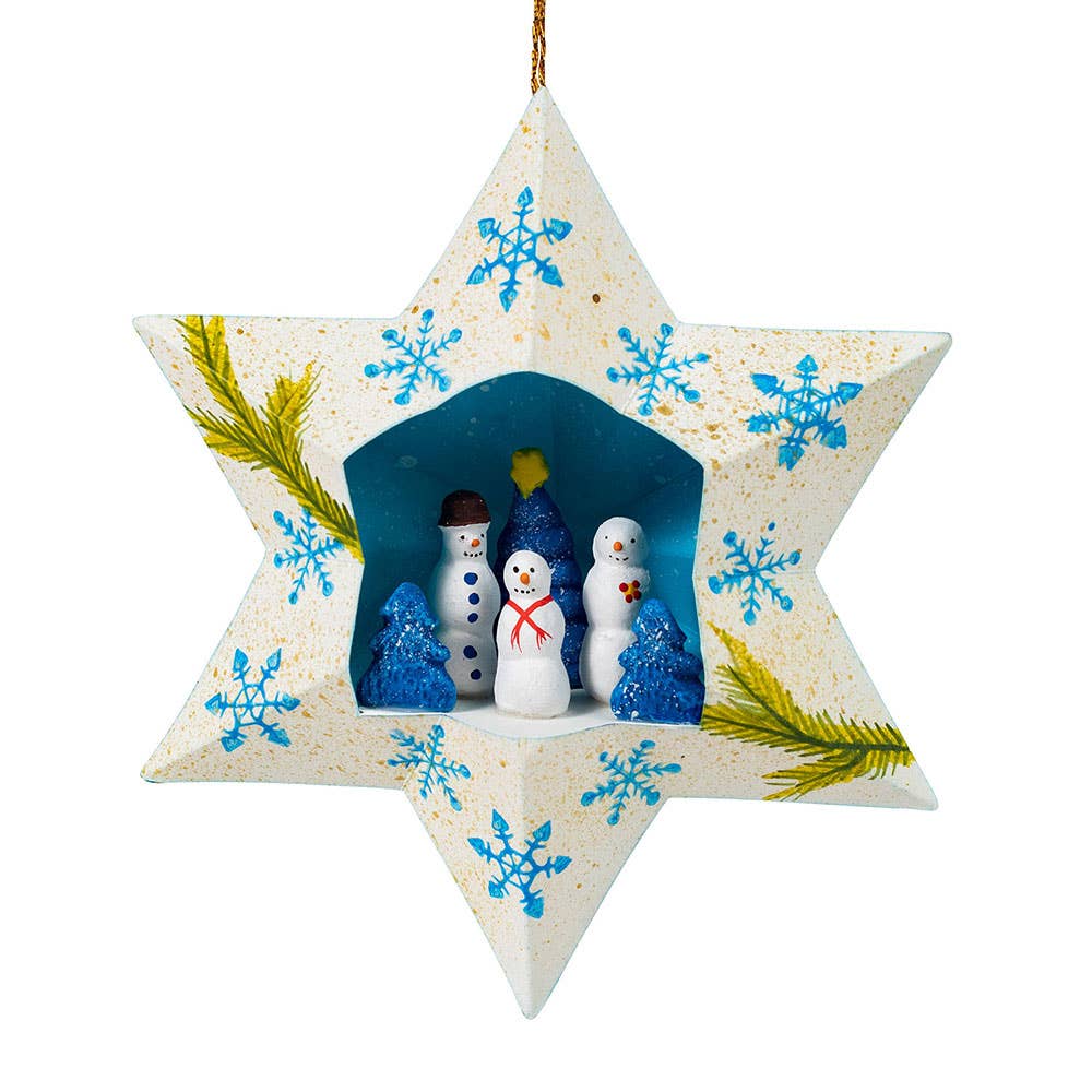 Ornaments - Snowman Trio Star Ornament