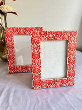 Load image into Gallery viewer, Picture Frames - Vibrant Orange Floral Mango Wood Frame
