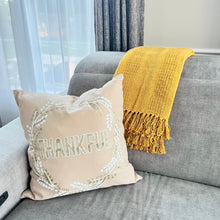 Load image into Gallery viewer, Pillowcases - Beige Thankful W/ Wreath Pillow Cover
