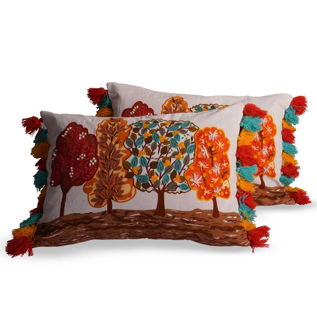 Pillowcases - Fall Leaves W/ Fringe Pillow Cover