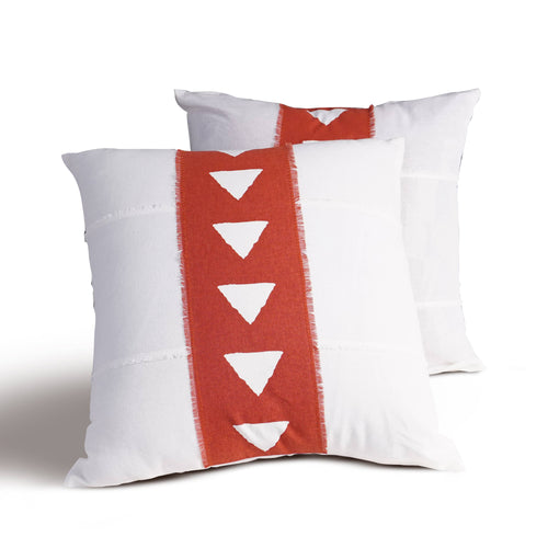 Pillowcases - White & Orange Triangle Pillow Cover