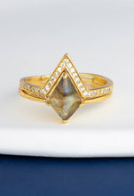 Load image into Gallery viewer, Rings - Luminous Labradorite &amp; Gold Ring Set
