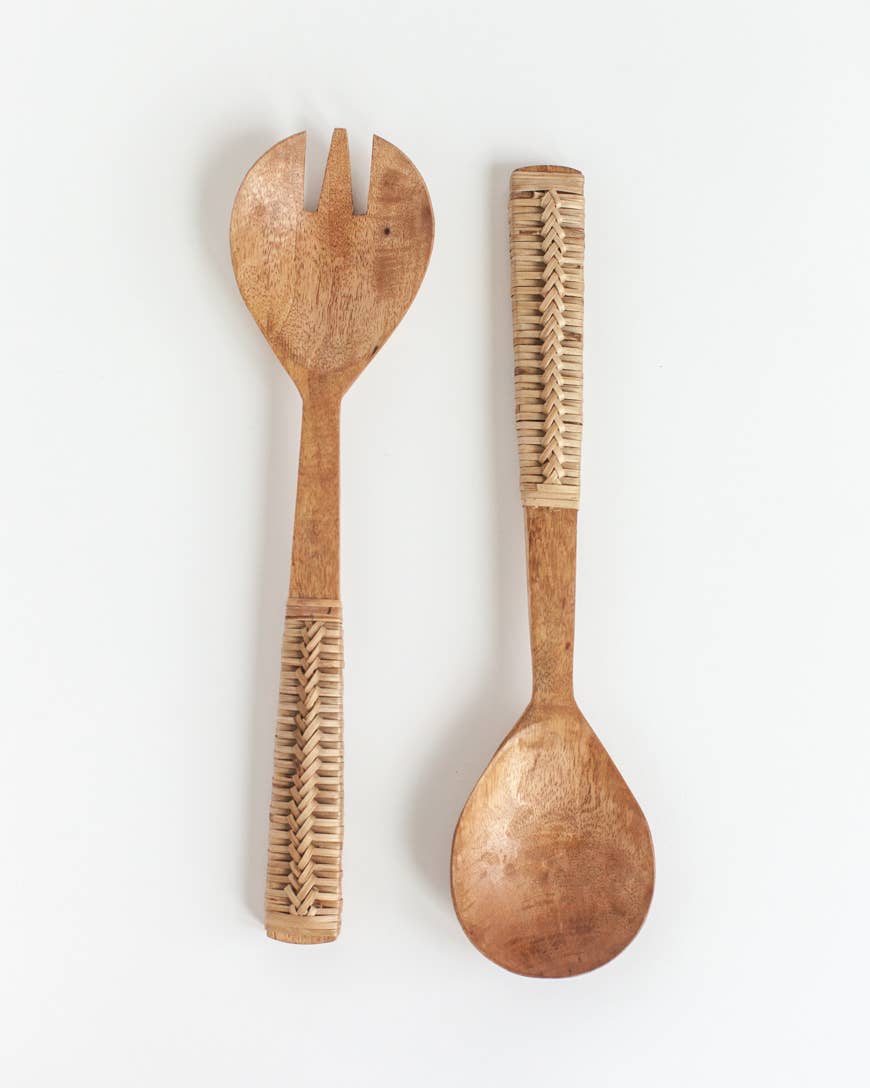 Serverware - Braided Mango Wood Salad Servers