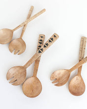 Load image into Gallery viewer, Serverware - Geo Woven Mango Wood Salad Servers
